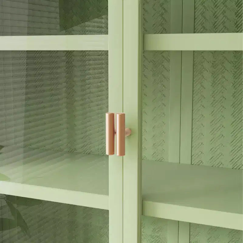 Pensile Okak con motivo intrecciato a 2 ante e 3 ripiani con ante in vetro per ingresso/sala da pranzo/soggiorno/cucina