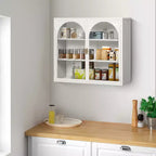 Pensile Okak con motivo intrecciato a 2 ante e 3 ripiani con ante in vetro per ingresso/sala da pranzo/soggiorno/cucina