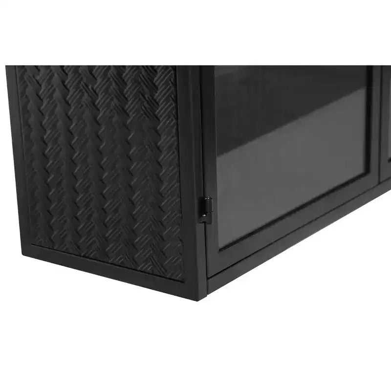 Pensile Okak con motivo intrecciato a 2 ante e 3 ripiani con ante in vetro per ingresso/sala da pranzo/soggiorno/cucina