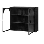Pensile Okak con motivo intrecciato a 2 ante e 3 ripiani con ante in vetro per ingresso/sala da pranzo/soggiorno/cucina