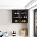 Pensile Okak con motivo intrecciato a 2 ante e 3 ripiani con ante in vetro per ingresso/sala da pranzo/soggiorno/cucina