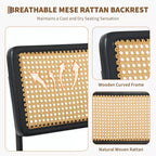 GustoWave Sedia da pranzo in rattan (2 posti), sedia vintage da sala da pranzo, nera