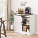 Mobile Vetrinetta Caffè VEVOR, Vetrinetta Caffè Rustica 80 x 35 x 80 cm con 3 Ripiani Contenitori, Tavolo da Caffè con Porta a Granaio, Bianco