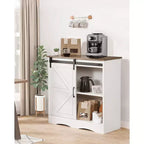 Mobile Vetrinetta Caffè VEVOR, Vetrinetta Caffè Rustica 80 x 35 x 80 cm con 3 Ripiani Contenitori, Tavolo da Caffè con Porta a Granaio, Bianco