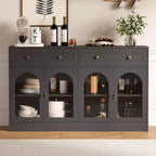 55 Inch Sideboard Buffet Cabinet with 4 Acrylic Doors and 2 Drawers, Wooden Kitchen Cabinet, Console Table for Living Room, Dining Room, Entryway