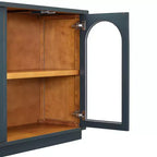 Madia Contry Style Okak con 4 Ante in Vetro ad Arco e Ripiani Regolabili, Credenza in Legno per Cucina