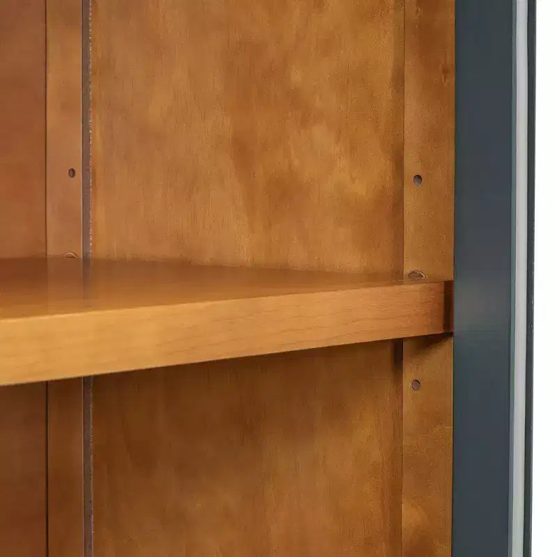 Madia Contry Style Okak con 4 Ante in Vetro ad Arco e Ripiani Regolabili, Credenza in Legno per Cucina