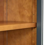 Madia Contry Style Okak con 4 Ante in Vetro ad Arco e Ripiani Regolabili, Credenza in Legno per Cucina