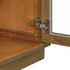 Madia Contry Style Okak con 4 Ante in Vetro ad Arco e Ripiani Regolabili, Credenza in Legno per Cucina