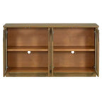 Madia Contry Style Okak con 4 Ante in Vetro ad Arco e Ripiani Regolabili, Credenza in Legno per Cucina