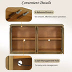 Madia Contry Style Okak con 4 Ante in Vetro ad Arco e Ripiani Regolabili, Credenza in Legno per Cucina