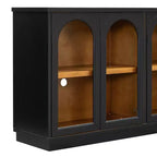 Madia Contry Style Okak con 4 Ante in Vetro ad Arco e Ripiani Regolabili, Credenza in Legno per Cucina