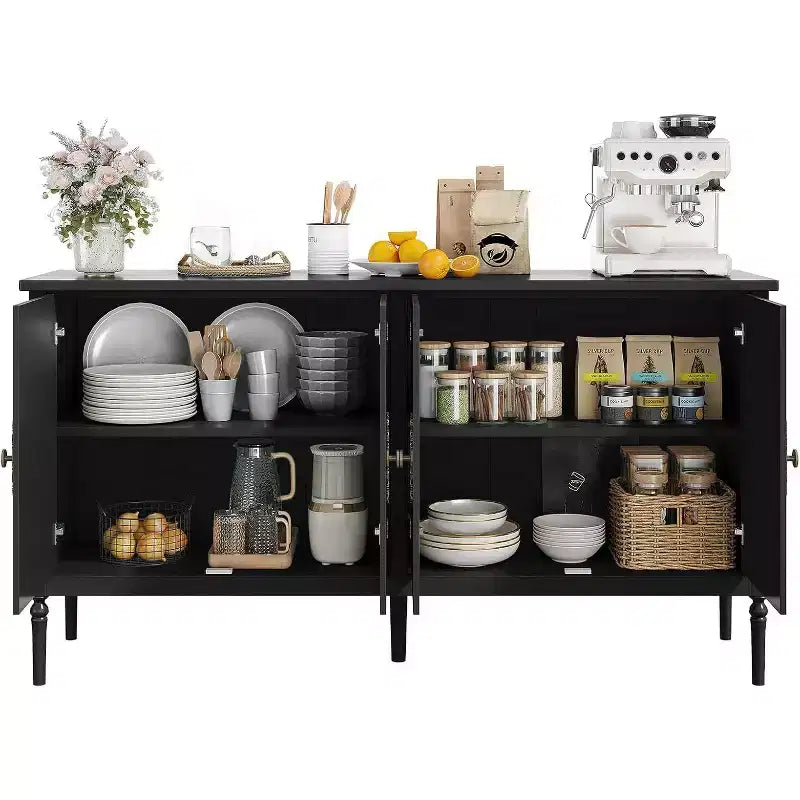 COZONY 59 Bahut de Buffet Meuble de Rangement Vintage pour Bar à Café avec Étagères Réglables et 4 Portes pour Salle à Manger, Cuisine et Salon