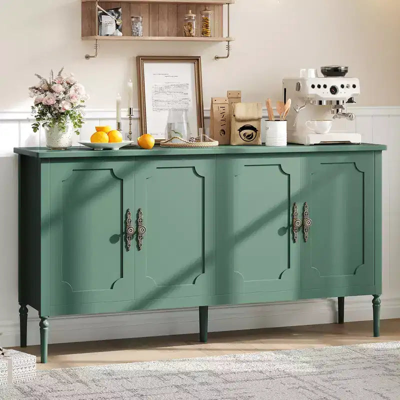 COZONY 59 Bahut de Buffet Meuble de Rangement Vintage pour Bar à Café avec Étagères Réglables et 4 Portes pour Salle à Manger, Cuisine et Salon