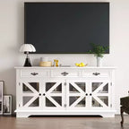 70 Mobile Credenza, Mobile Buffet Bar Caffè in Legno con 3 Cassetti e 4 Ante a Rete Scorrevole, Tavolo Consolle da Ingresso, Mobile Armadio a Pavimento per Cucina