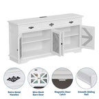 70 Mobile Credenza, Mobile Buffet Bar Caffè in Legno con 3 Cassetti e 4 Ante a Rete Scorrevole, Tavolo Consolle da Ingresso, Mobile Armadio a Pavimento per Cucina