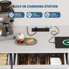 70 Mobile Credenza, Mobile Buffet Bar Caffè in Legno con 3 Cassetti e 4 Ante a Rete Scorrevole, Tavolo Consolle da Ingresso, Mobile Armadio a Pavimento per Cucina