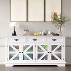 70 Mobile Credenza, Mobile Buffet Bar Caffè in Legno con 3 Cassetti e 4 Ante a Rete Scorrevole, Tavolo Consolle da Ingresso, Mobile Armadio a Pavimento per Cucina