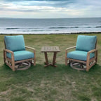 Set divani da esterno Avalon in teak FSC, 3 pezzi, include: due poltrone girevoli e un tavolino quadrato