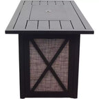Set da 5 pezzi con tavolo fuoco rettangolare e sedie a dondolo girevoli in vimini Courtyard Casual Santa Fe Include un tavolo fuoco rettangolare e quattro sedie a dondolo girevoli in vimini