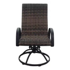 Set da 5 pezzi con tavolo fuoco rettangolare e sedie a dondolo girevoli in vimini Courtyard Casual Santa Fe Include un tavolo fuoco rettangolare e quattro sedie a dondolo girevoli in vimini