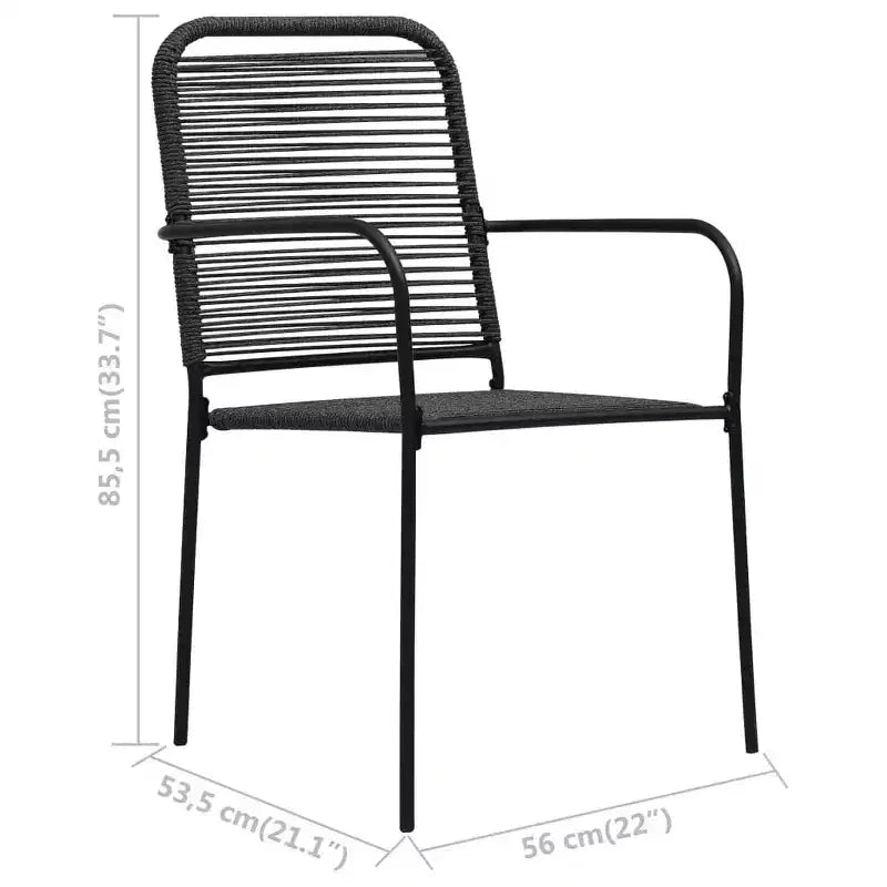 vidaXL Set da Pranzo da Giardino 7/9 Pezzi in Corda di Cotone e Acciaio Nero da Esterno per Patio