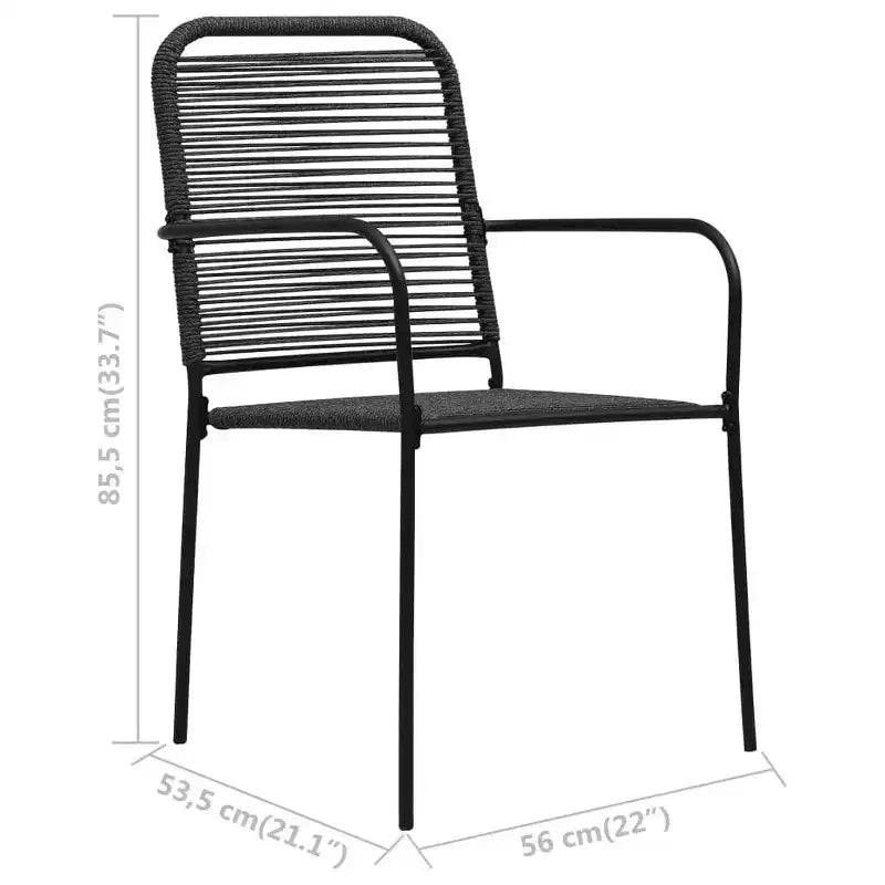 vidaXL Set da pranzo da giardino 5/7 pezzi in corda di cotone e acciaio nero per esterni