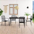 vidaXL Set da pranzo da giardino 5/7 pezzi in corda di cotone e acciaio nero per esterni