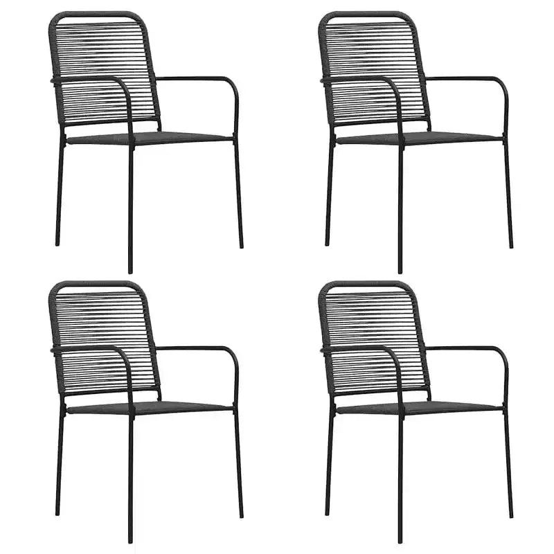 vidaXL Set da pranzo da giardino 5/7 pezzi in corda di cotone e acciaio nero per esterni