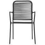 vidaXL Set da pranzo da giardino 5/7 pezzi in corda di cotone e acciaio nero per esterni
