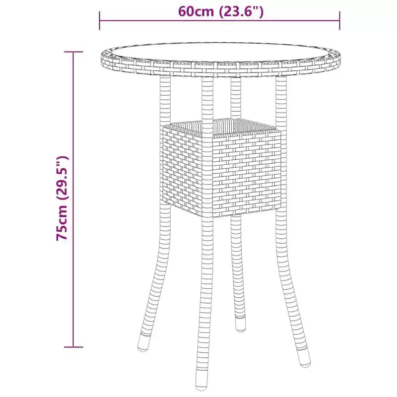 vidaXL Set da pranzo da giardino 3 pezzi - Polyrattan - Nero - Tavolo da esterno/giardino e 2 sedie con cuscini, piano del tavolo in vetro temperato