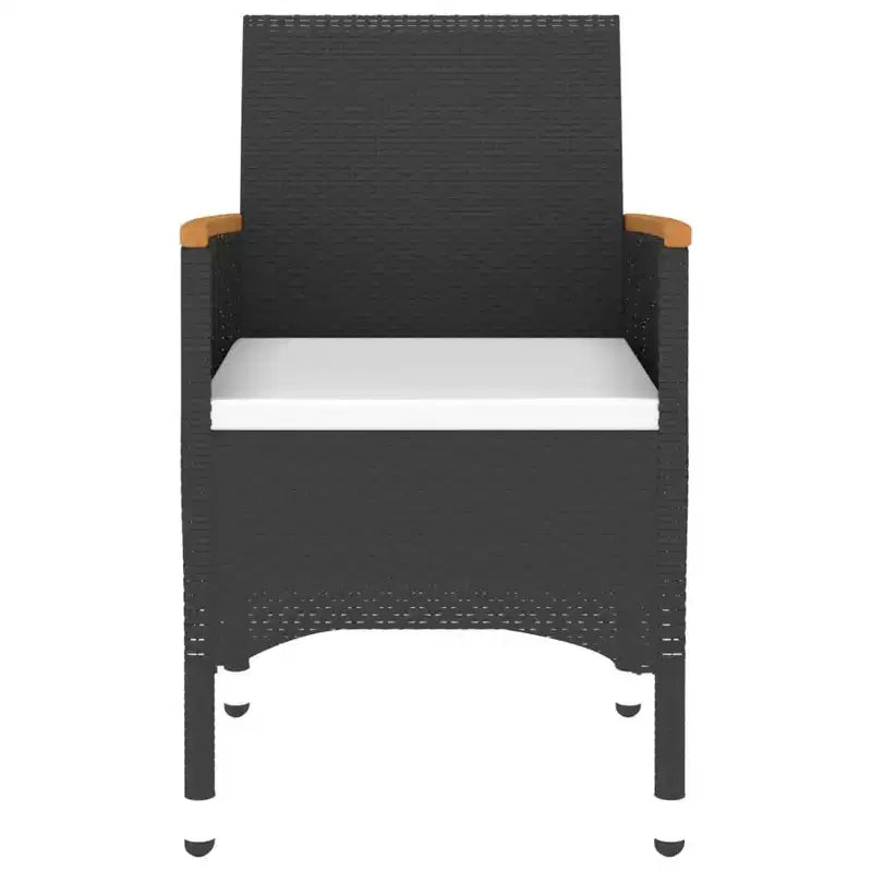 vidaXL Set da pranzo da giardino 3 pezzi - Polyrattan - Nero - Tavolo da esterno/giardino e 2 sedie con cuscini, piano del tavolo in vetro temperato