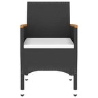 vidaXL Set da pranzo da giardino 3 pezzi - Polyrattan - Nero - Tavolo da esterno/giardino e 2 sedie con cuscini, piano del tavolo in vetro temperato