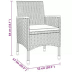vidaXL Set da pranzo da giardino 3 pezzi - Polyrattan - Nero - Tavolo da esterno/giardino e 2 sedie con cuscini, piano del tavolo in vetro temperato