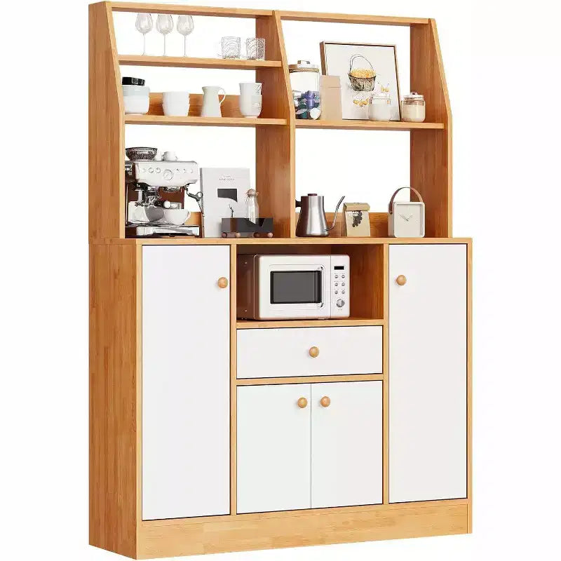 Large Pantry Cabinet - Freestanding Sideboard with Drawers, Doors & Adjustable Shelf for Kitchen Storage