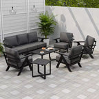 EAGLE PEAK Urban Slate Set di Mobili da Esterno Moderno da 7 Pezzi, Divano, Sedie da Patio, Tavolino da Caffè e Tavolino Laterale