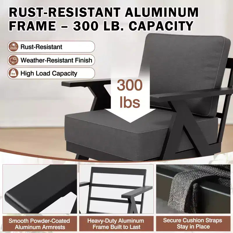 EAGLE PEAK Urban Slate Set di Mobili da Esterno Moderno da 7 Pezzi, Divano, Sedie da Patio, Tavolino da Caffè e Tavolino Laterale