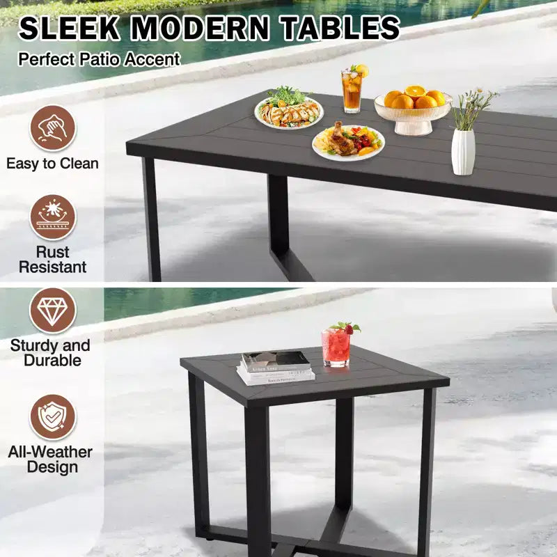 EAGLE PEAK Urban Slate Set di Mobili da Esterno Moderno da 7 Pezzi, Divano, Sedie da Patio, Tavolino da Caffè e Tavolino Laterale