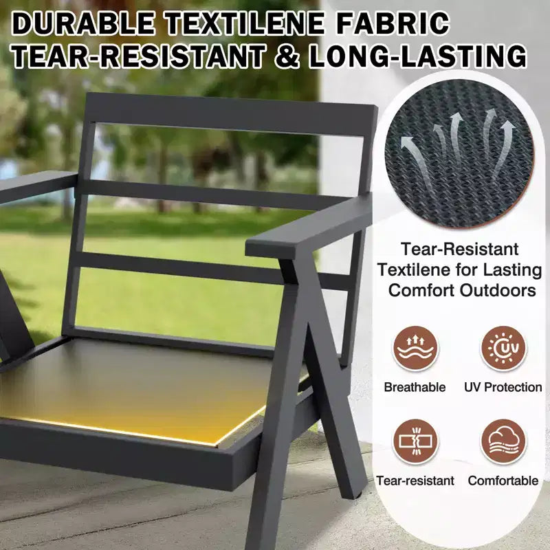 EAGLE PEAK Urban Slate Set di Mobili da Esterno Moderno da 7 Pezzi, Divano, Sedie da Patio, Tavolino da Caffè e Tavolino Laterale