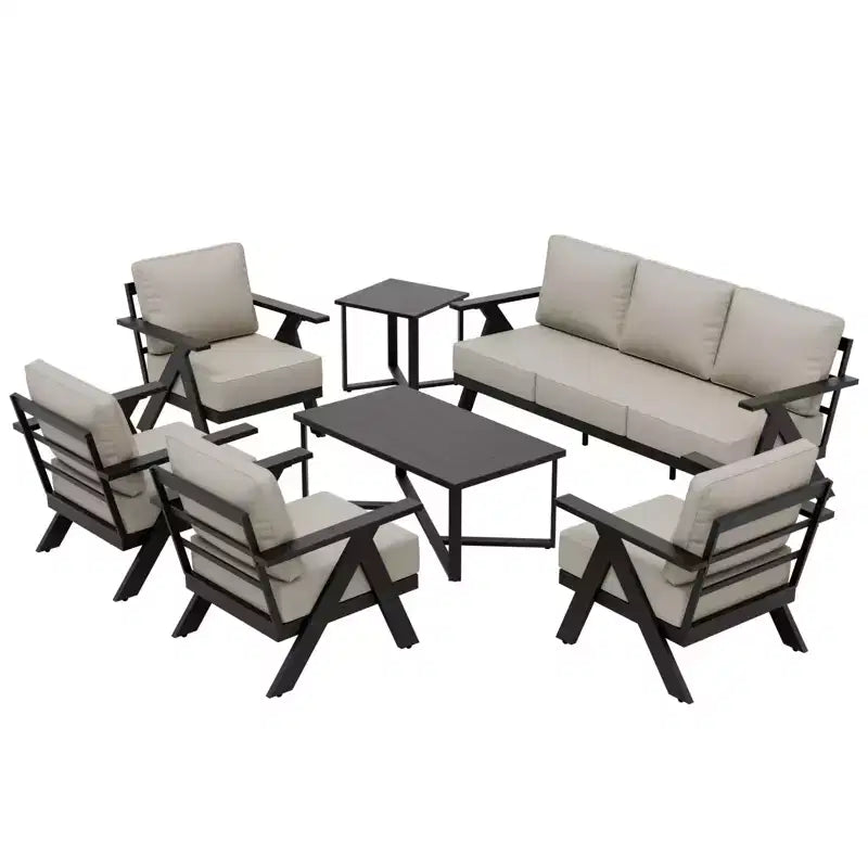 EAGLE PEAK Urban Slate Set di Mobili da Esterno Moderno da 7 Pezzi, Divano, Sedie da Patio, Tavolino da Caffè e Tavolino Laterale