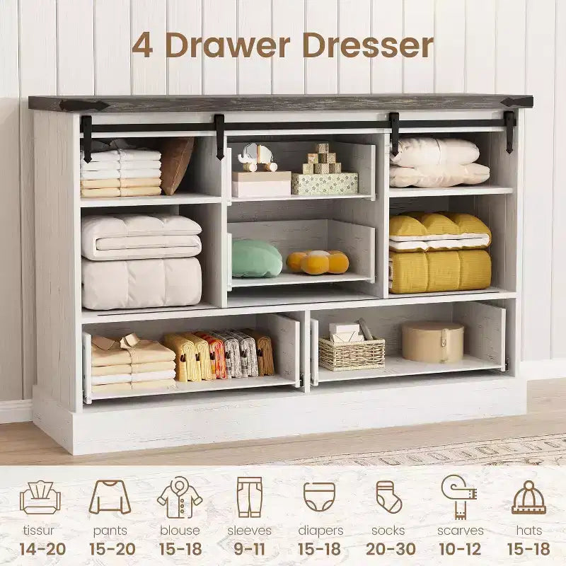 Credenza Buffet con Cassetti, Grande Mobile Contenitore Buffet con Ripiani e Ante, Stazione Caffè Bar in Stile Rustico per Cucina, Sala da Pranzo