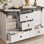Credenza Buffet con Cassetti, Grande Mobile Contenitore Buffet con Ripiani e Ante, Stazione Caffè Bar in Stile Rustico per Cucina, Sala da Pranzo