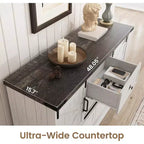 Credenza Buffet con Cassetti, Grande Mobile Contenitore Buffet con Ripiani e Ante, Stazione Caffè Bar in Stile Rustico per Cucina, Sala da Pranzo