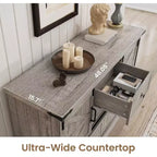 Credenza Buffet con Cassetti, Grande Mobile Contenitore Buffet con Ripiani e Ante, Stazione Caffè Bar in Stile Rustico per Cucina, Sala da Pranzo