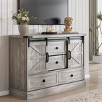 Buffet Cabinet w/Drawers, Large Sideboard Buffet Storage Cabinet with Shelves & Doors, Farmhouse Coffee Bar Station for Kitchen, Dining Room