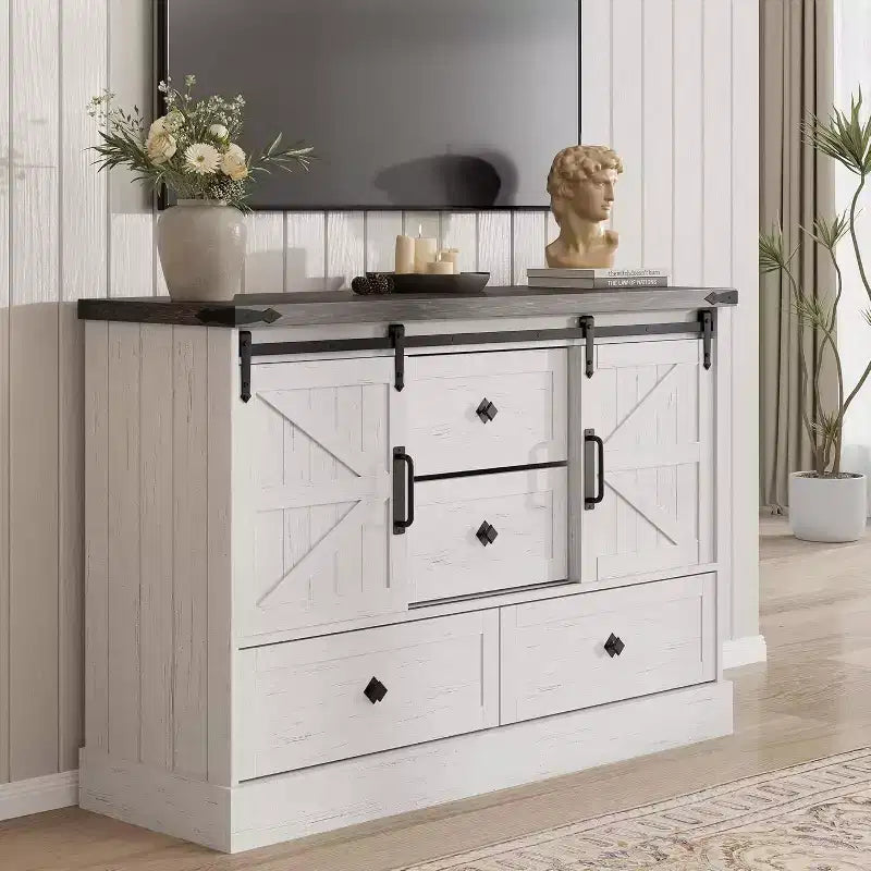 Buffet avec tiroirs, grand buffet de rangement avec étagères et portes, meuble de bar à café de style fermier pour cuisine, salle à manger