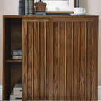 Okak Mobile Contenitore Mid Century Credenza con 2 Ante Scorrevoli, Armadietto da Cucina per Soggiorno, Cucina, Sala da Pranzo, Ingresso, Noce