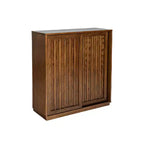 Okak Mobile Contenitore Mid Century Credenza con 2 Ante Scorrevoli, Armadietto da Cucina per Soggiorno, Cucina, Sala da Pranzo, Ingresso, Noce