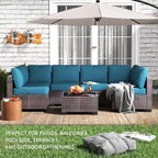 Ensemble de patio 7 pièces avec table à manger, canapé sectionnel modulaire, osier tout temps