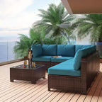 Ensemble de patio 7 pièces avec table à manger, canapé sectionnel modulaire, osier tout temps